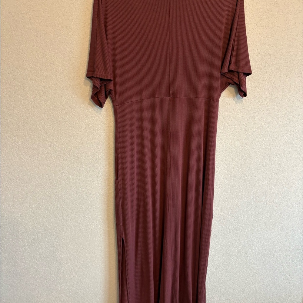 Baltic Born Mauve Ribbed Maxi Dress Medium Pockets Modest Boho Wedding Guest - Picture 11 of 13